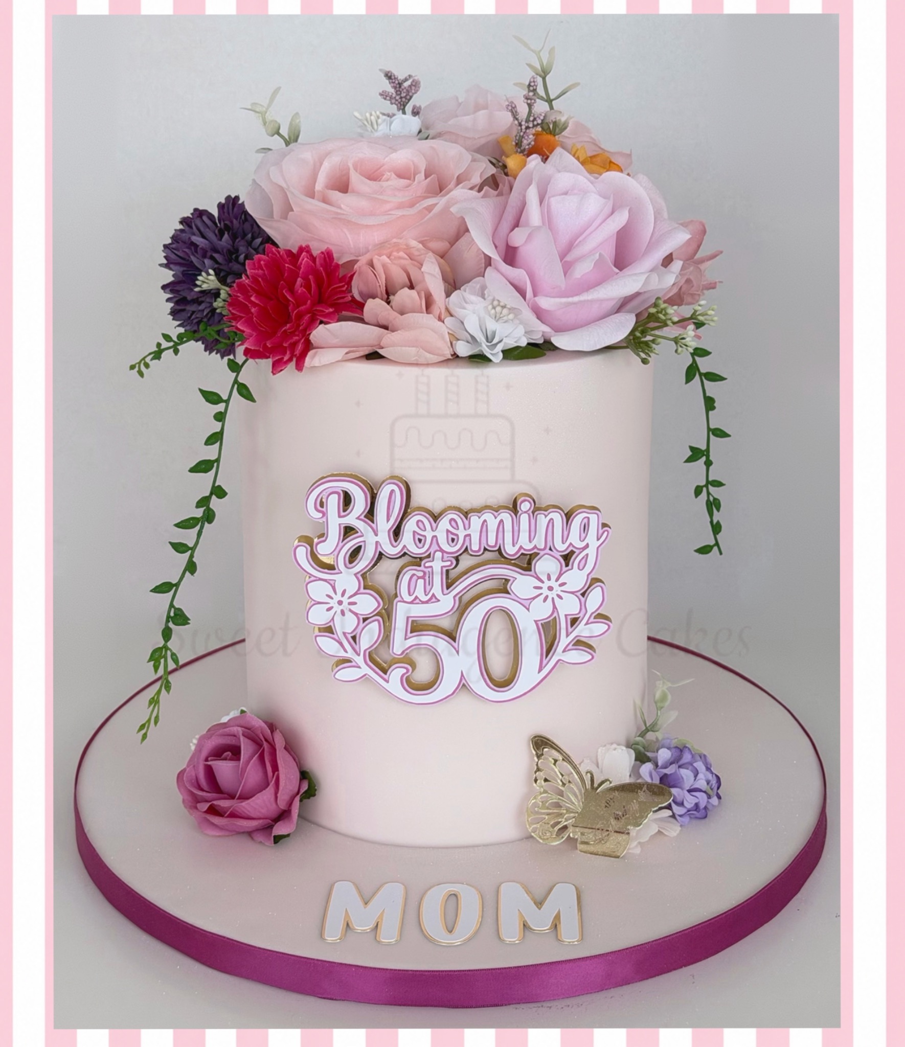 Floral 50th birthday cake by Sweet Indulgence Cakes